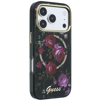 MagSafe-cover til Apple iPhone 18 Pro Max / 17 Pro Max, Guess, IML Glitter Blossom Roses, sort