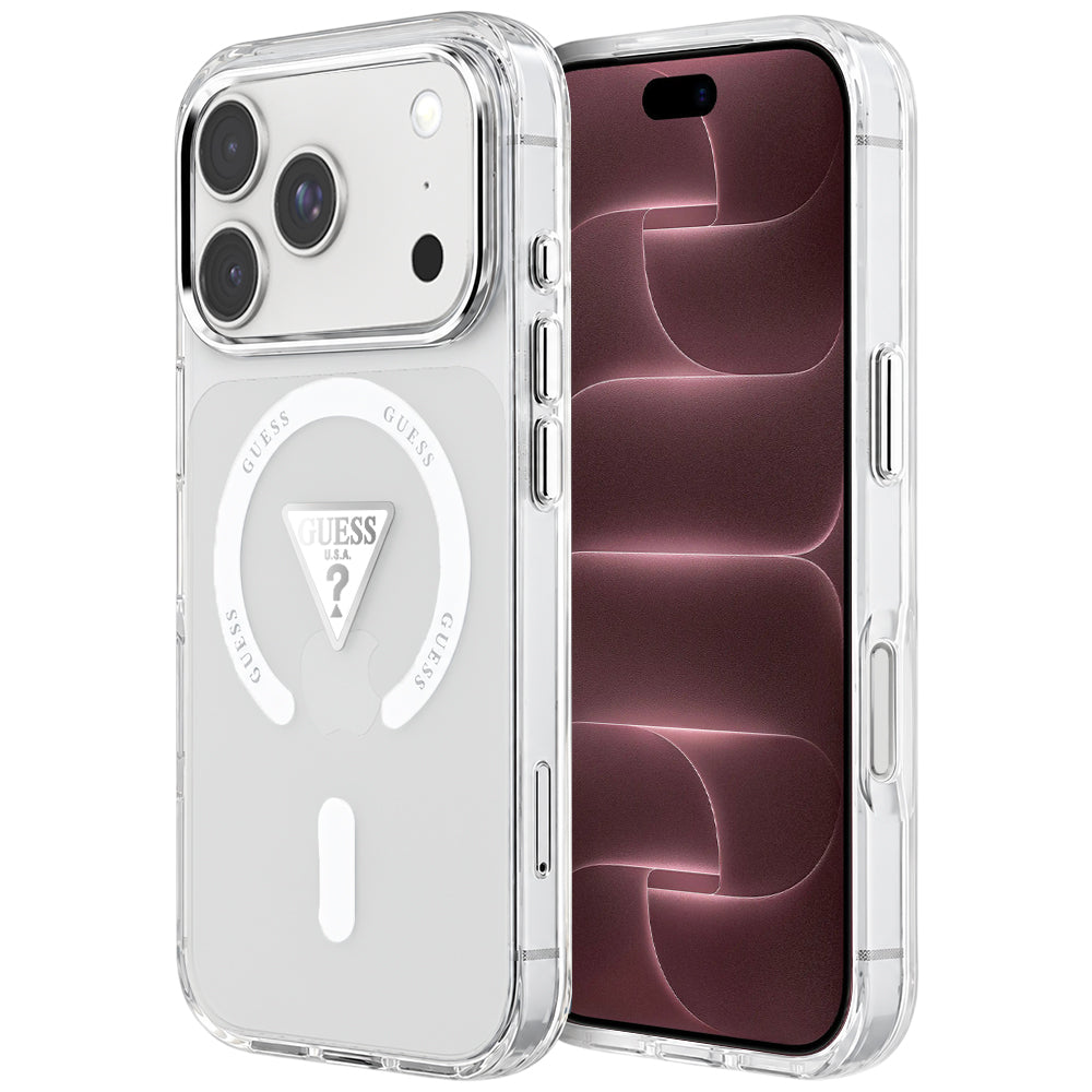 MagSafe Case for Apple iPhone 18 Pro Max / 17 Pro Max, Guess, IML Gradient Triangle Logo, Transparent