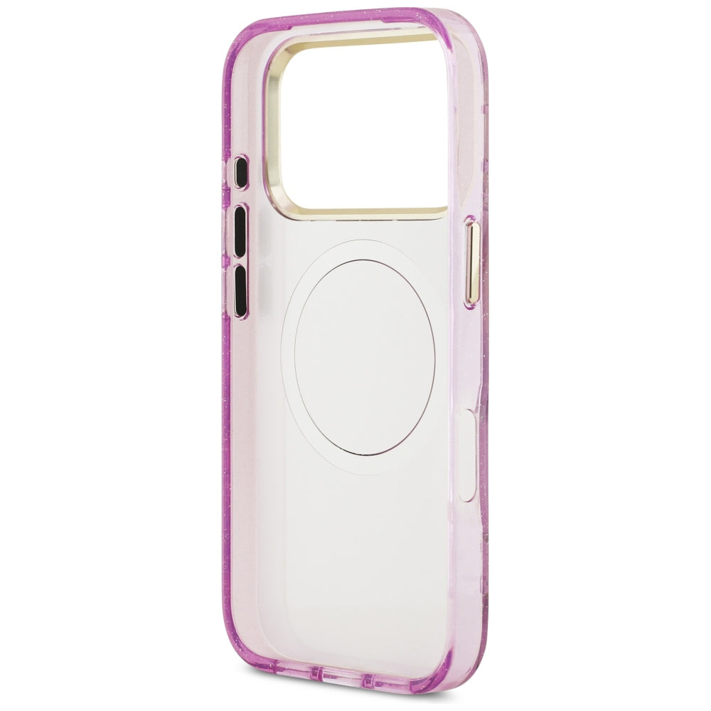 MagSafe-cover til Apple iPhone 18 Pro Max / 17 Pro Max, Guess, IML Metal Glitter Flowers Triangle, lilla