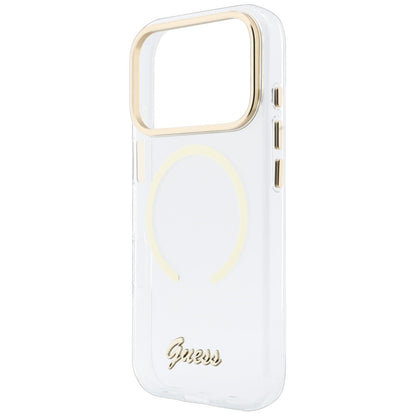MagSafe Case for Apple iPhone 18 Pro Max / 17 Pro Max, Guess, IML Script Metal, Transparent