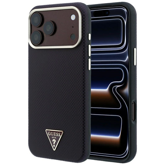 MagSafe-etui til Apple iPhone 18 Pro Max / 17 Pro Max, Guess, Kevlar Triangle Logo, Vinrød