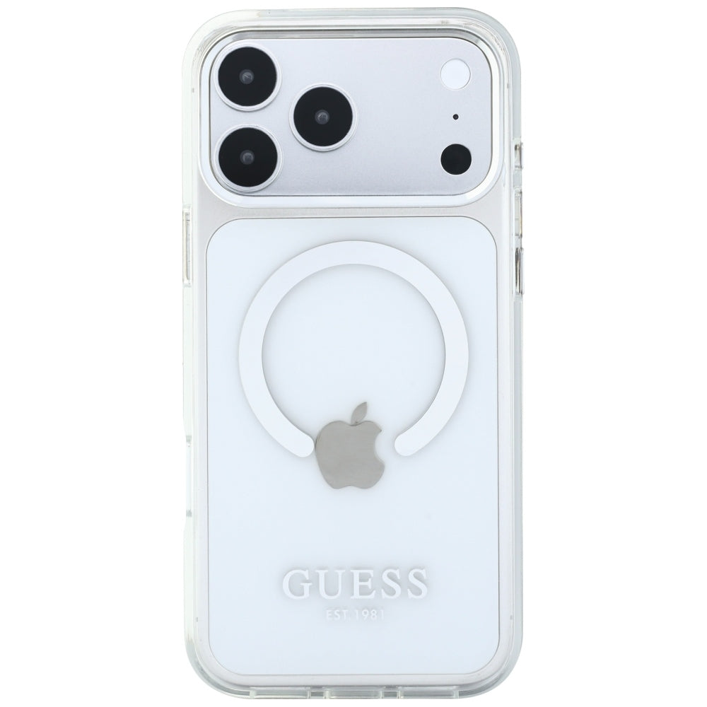 MagSafe-etui til Apple iPhone 18 Pro Max / 17 Pro Max, Guess, Metal Outline, Sølv