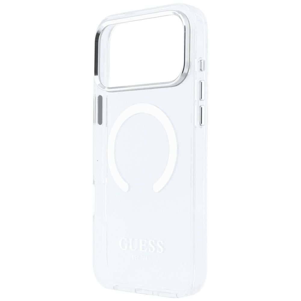 MagSafe-etui til Apple iPhone 18 Pro Max / 17 Pro Max, Guess, Metal Outline, Sølv
