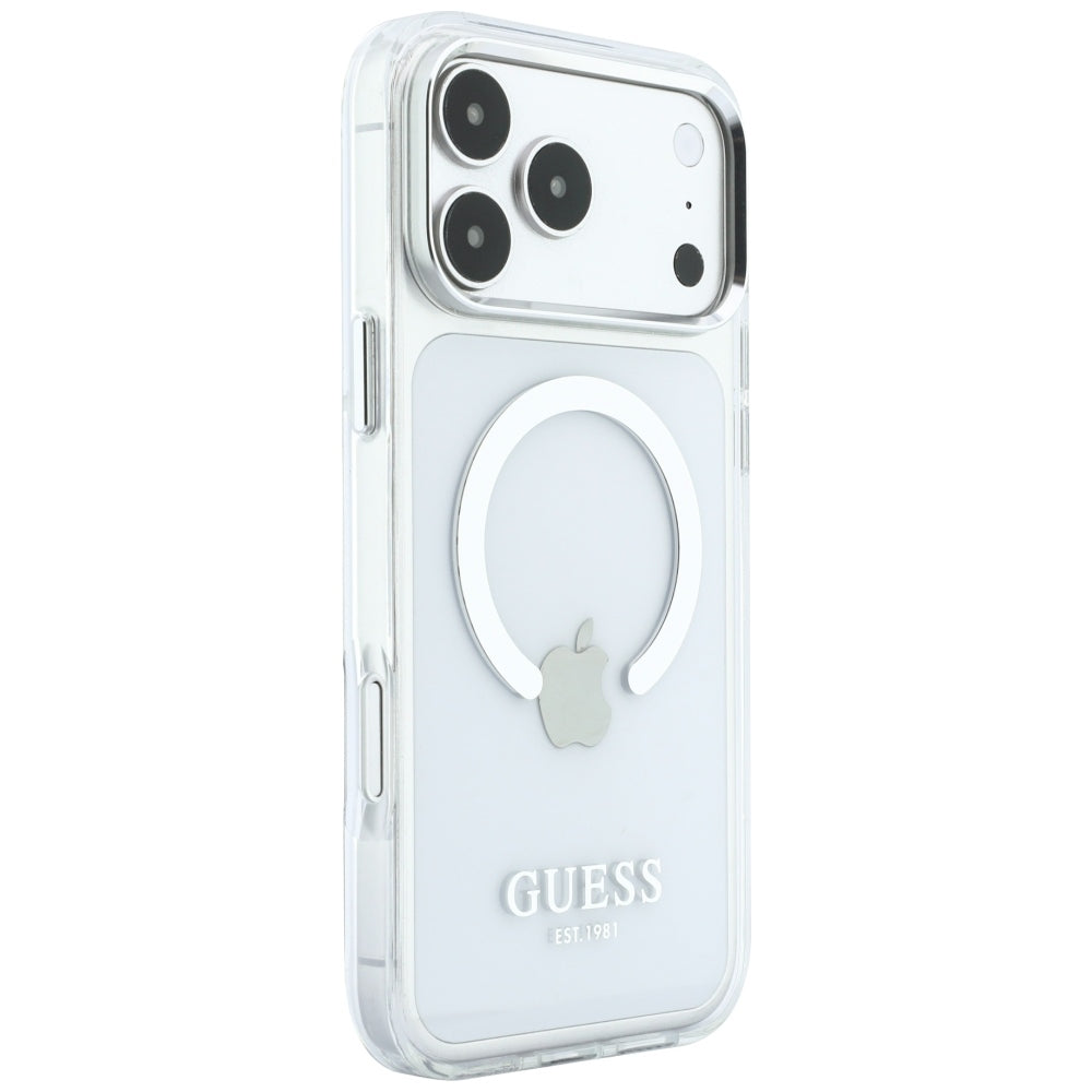 MagSafe-etui til Apple iPhone 18 Pro Max / 17 Pro Max, Guess, Metal Outline, Sølv