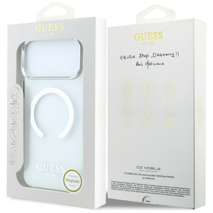MagSafe-etui til Apple iPhone 18 Pro Max / 17 Pro Max, Guess, Metal Outline, Sølv