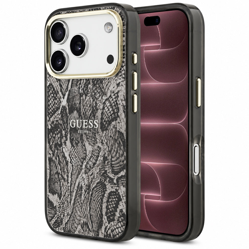 MagSafe Case for Apple iPhone 18 Pro Max / 17 Pro Max, Guess, Python Pattern, Black