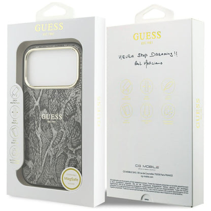 MagSafe Case for Apple iPhone 18 Pro Max / 17 Pro Max, Guess, Python Pattern, Black