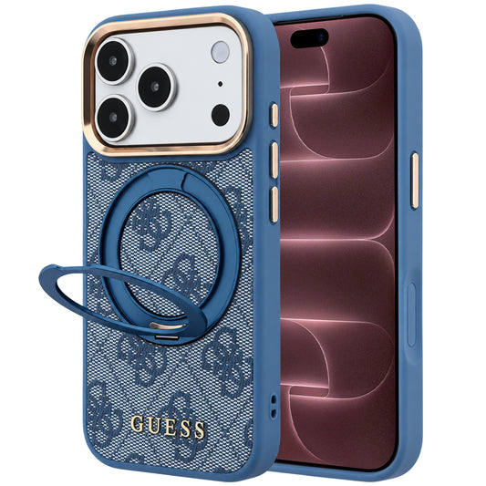 MagSafe-etui til Apple iPhone 18 Pro Max / 17 Pro Max, Guess, Ring Stand 360 4G Classic Logo, Blå