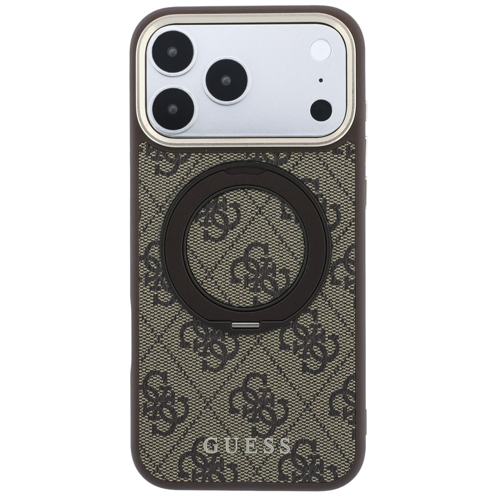 MagSafe-etui til Apple iPhone 18 Pro Max / 17 Pro Max, Guess, Ring Stand 360 4G Classic Logo, Brun