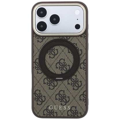 MagSafe-etui til Apple iPhone 18 Pro Max / 17 Pro Max, Guess, Ring Stand 360 4G Classic Logo, Brun