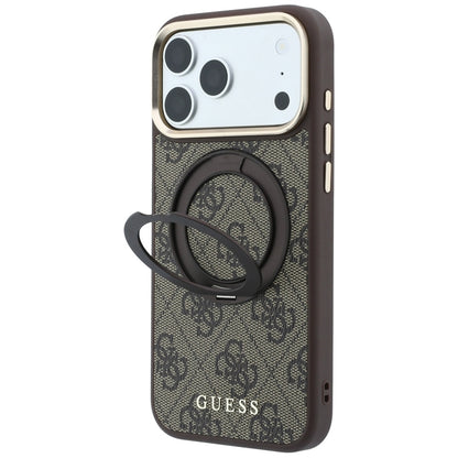 MagSafe-etui til Apple iPhone 18 Pro Max / 17 Pro Max, Guess, Ring Stand 360 4G Classic Logo, Brun
