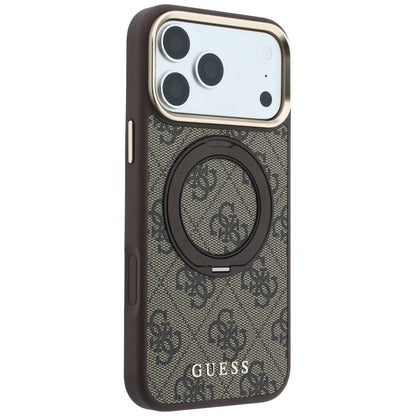 MagSafe-etui til Apple iPhone 18 Pro Max / 17 Pro Max, Guess, Ring Stand 360 4G Classic Logo, Brun