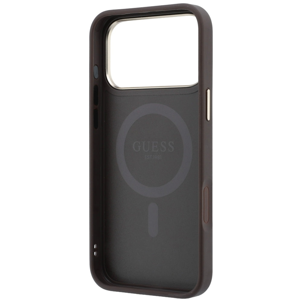 MagSafe-etui til Apple iPhone 18 Pro Max / 17 Pro Max, Guess, Ring Stand 360 4G Classic Logo, Brun