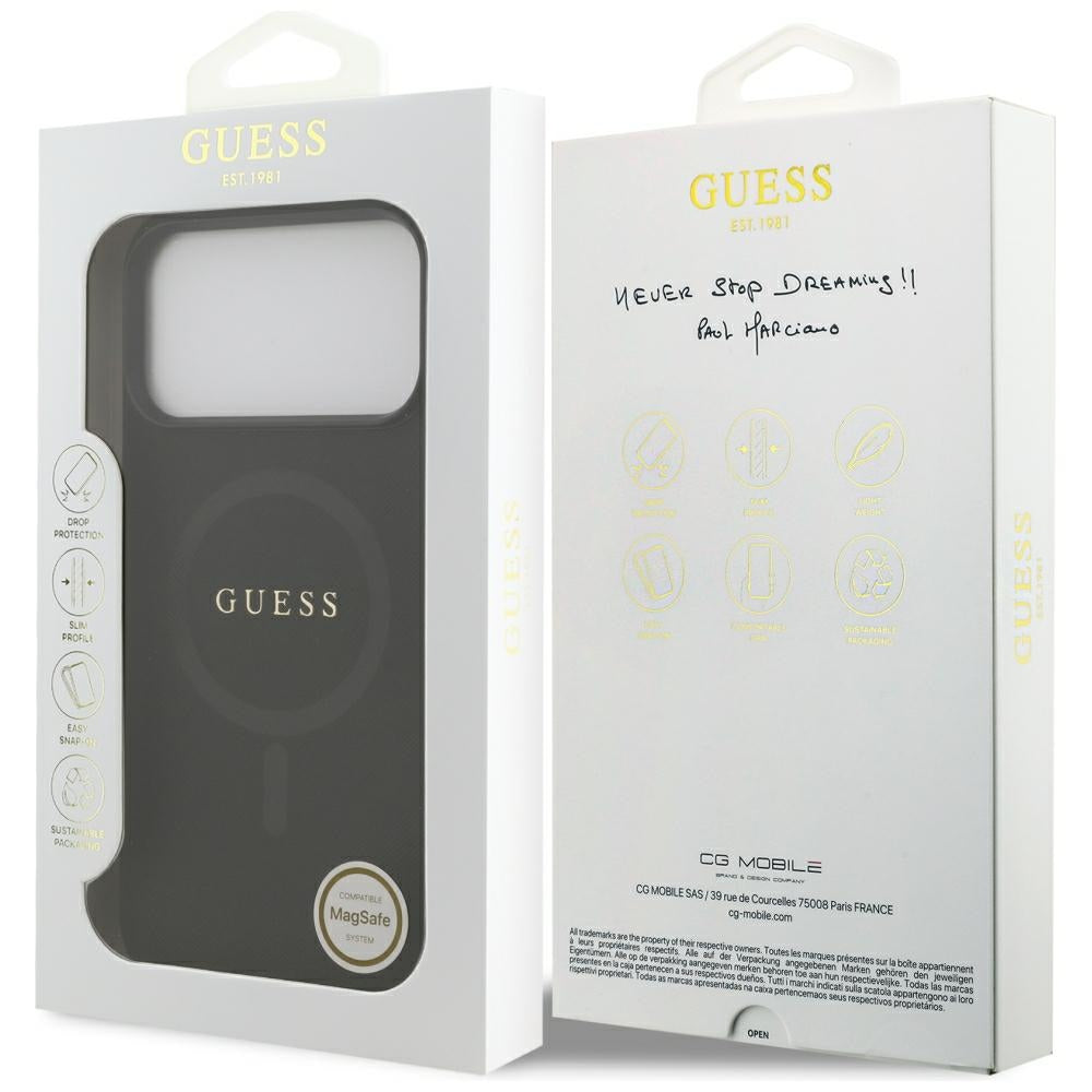 MagSafe-etui til Apple iPhone 18 Pro Max / 17 Pro Max, Guess, Saffiano, Sort