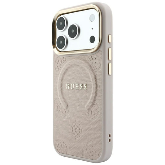 MagSafe-etui til Apple iPhone 18 Pro Max / 17 Pro Max, Guess, Saffiano Peony Ring, Pink