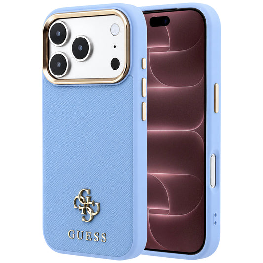 MagSafe Case for Apple iPhone 18 Pro Max / 17 Pro Max, Guess, Saffiano Small 4G Classic, Blue