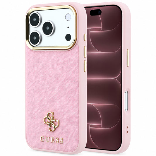 MagSafe-etui til Apple iPhone 18 Pro Max / 17 Pro Max, Guess, Saffiano Small 4G Classic, Pink