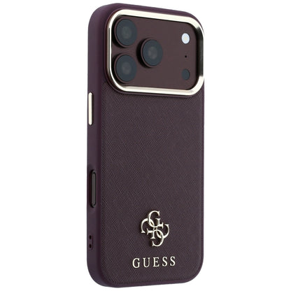 MagSafe-etui til Apple iPhone 18 Pro Max / 17 Pro Max, Guess, Saffiano Small 4G Classic, Vinrød
