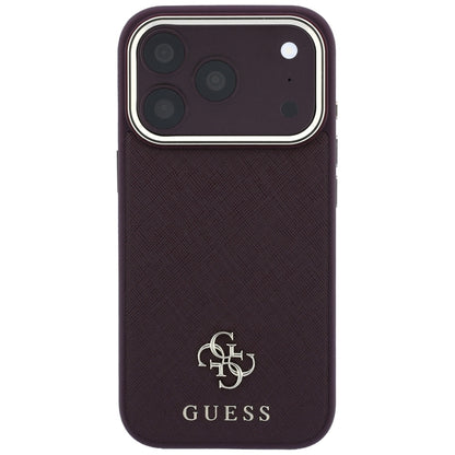 MagSafe-etui til Apple iPhone 18 Pro Max / 17 Pro Max, Guess, Saffiano Small 4G Classic, Vinrød
