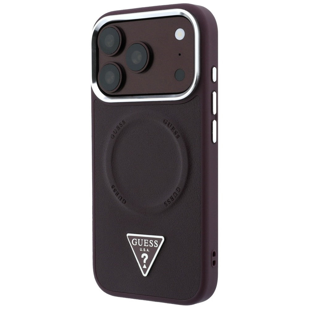 MagSafe-cover til Apple iPhone 18 Pro Max / 17 Pro Max, Guess, Triangle Logo, bordeauxfarvet