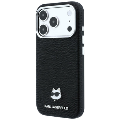 MagSafe Case for Apple iPhone 18 Pro Max / 17 Pro Max, Karl Lagerfeld, Grained Choupette Head Metal, Black