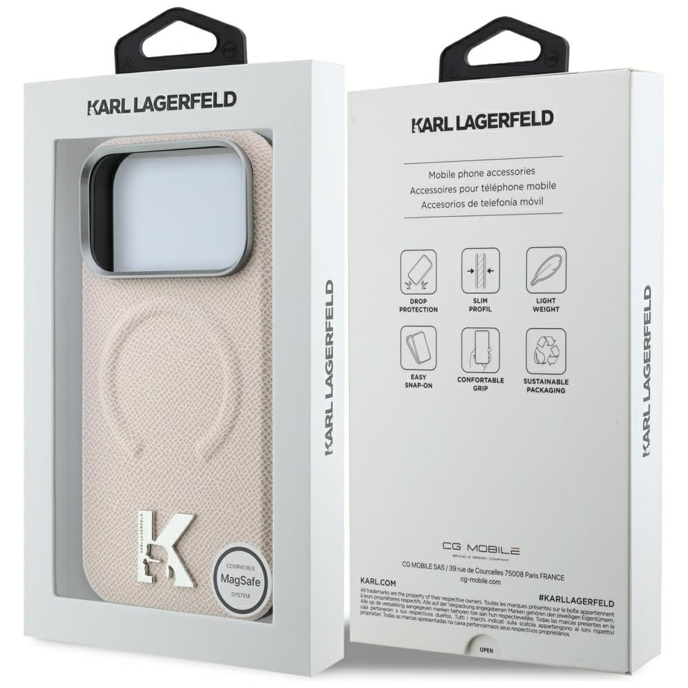 MagSafe-etui til Apple iPhone 18 Pro Max / 17 Pro Max, Karl Lagerfeld, Kornet Præget Ring, Beige