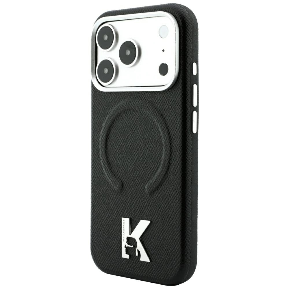 MagSafe Case for Apple iPhone 18 Pro Max / 17 Pro Max, Karl Lagerfeld, Grained Embossed Ring, Black