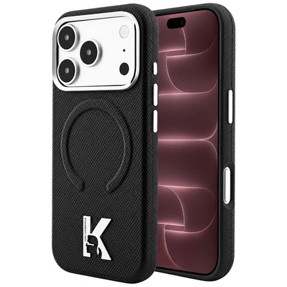 MagSafe Case for Apple iPhone 18 Pro Max / 17 Pro Max, Karl Lagerfeld, Grained Embossed Ring, Black