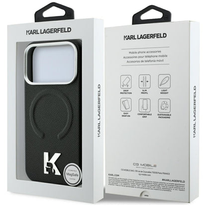 MagSafe Case for Apple iPhone 18 Pro Max / 17 Pro Max, Karl Lagerfeld, Grained Embossed Ring, Black
