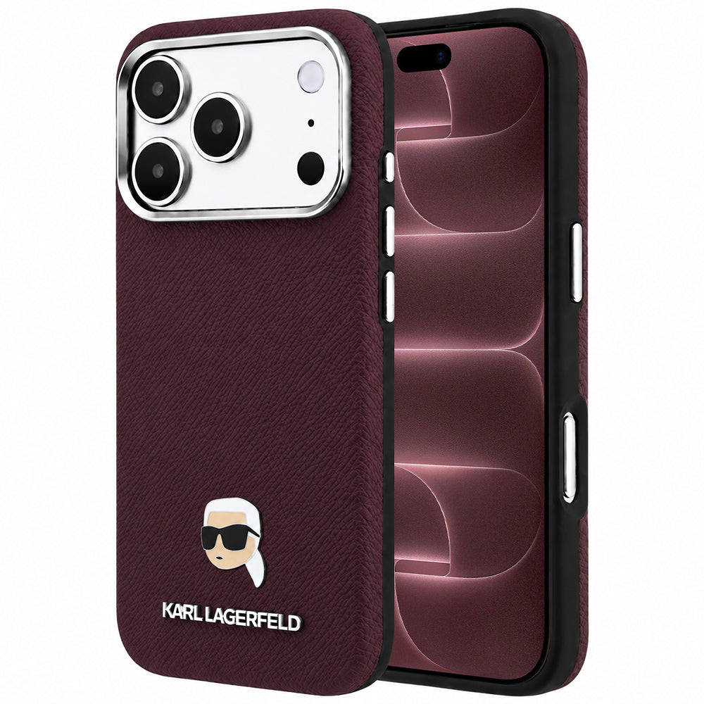 MagSafe-etui til Apple iPhone 18 Pro Max / 17 Pro Max, Karl Lagerfeld, Kornet Karl Head's Metal, Vinrød