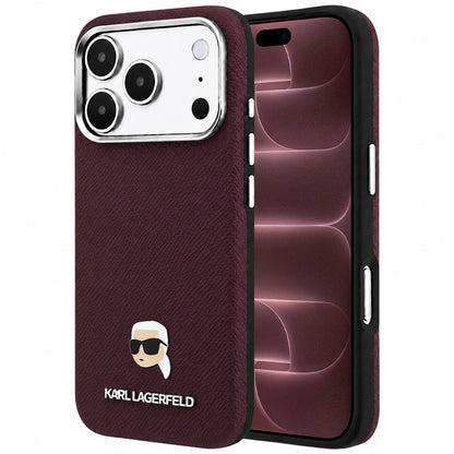MagSafe-etui til Apple iPhone 18 Pro Max / 17 Pro Max, Karl Lagerfeld, Kornet Karl Head's Metal, Vinrød