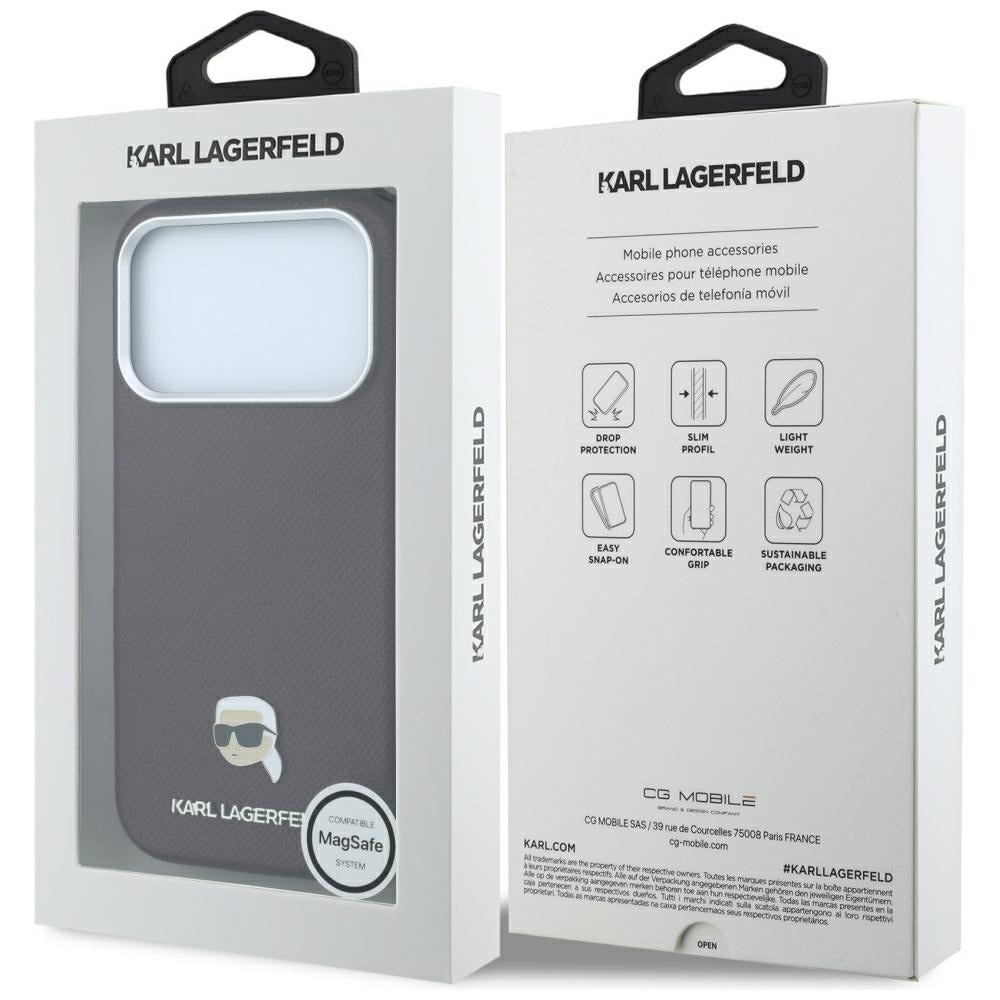MagSafe-etui til Apple iPhone 18 Pro Max / 17 Pro Max, Karl Lagerfeld, Kornet Karl Head's Metal, Vinrød