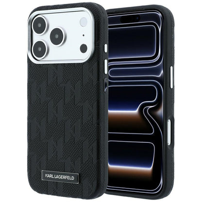 MagSafe-etui til Apple iPhone 18 Pro Max / 17 Pro Max, Karl Lagerfeld, Grained Mono Resin Logo, Sort