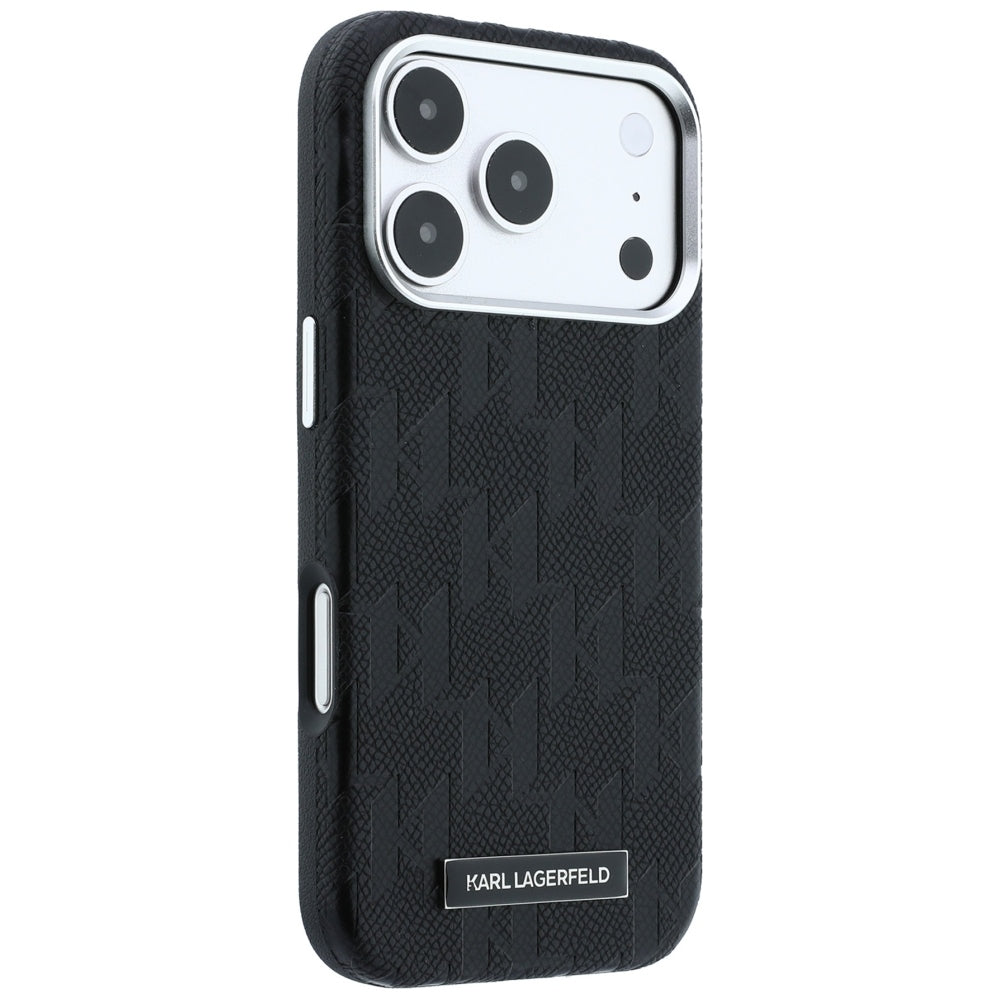 MagSafe-etui til Apple iPhone 18 Pro Max / 17 Pro Max, Karl Lagerfeld, Grained Mono Resin Logo, Sort