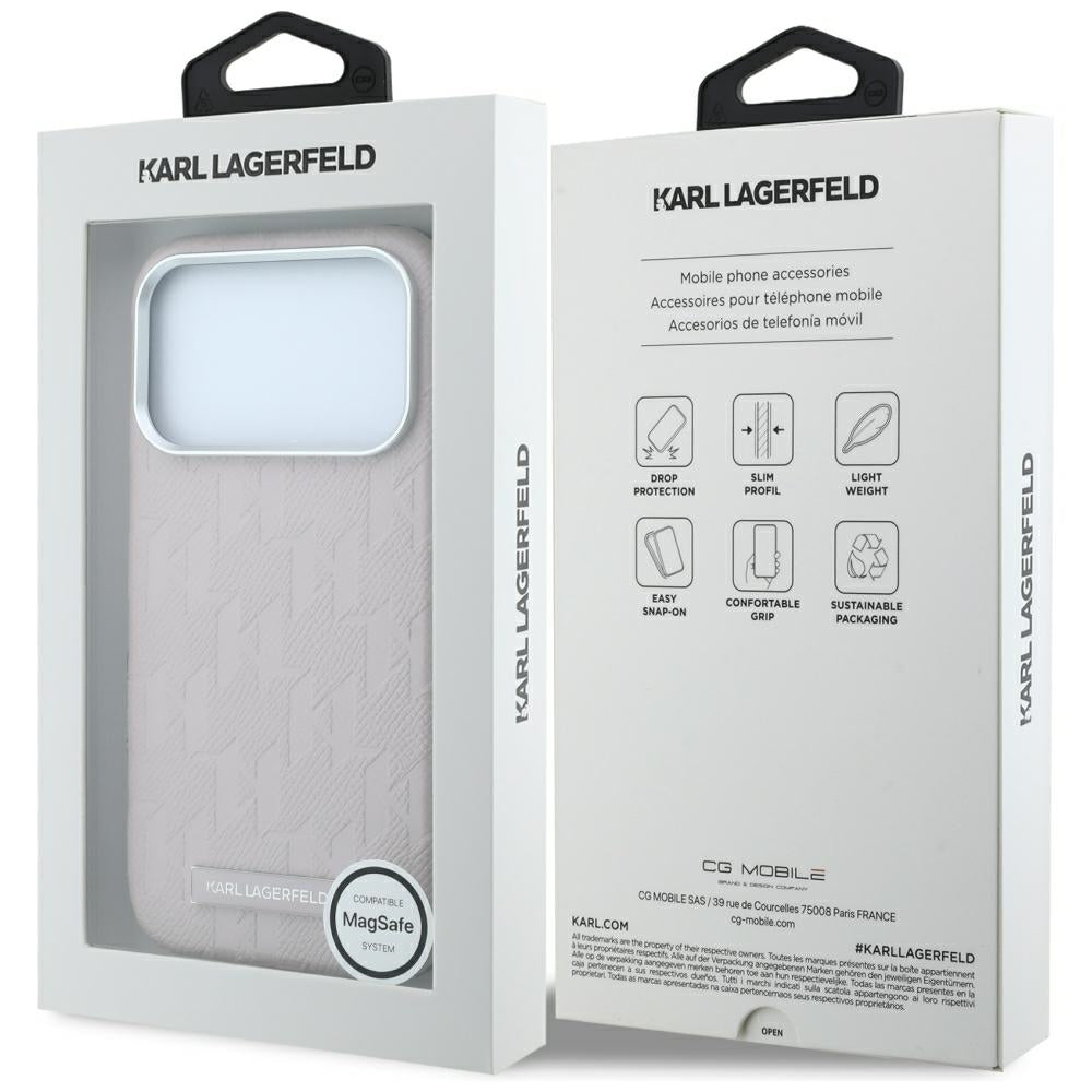 MagSafe-etui til Apple iPhone 18 Pro Max / 17 Pro Max, Karl Lagerfeld, Grained Mono Resin Logo, Pink