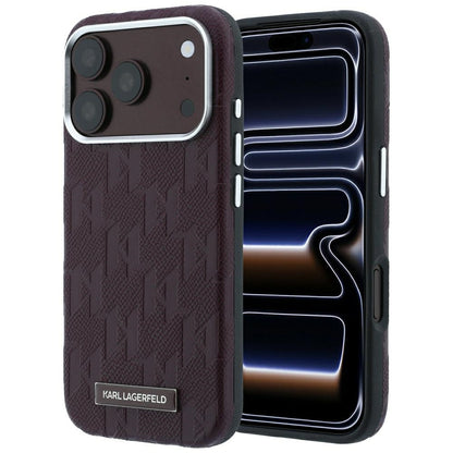 MagSafe-etui til Apple iPhone 18 Pro Max / 17 Pro Max, Karl Lagerfeld, Kornet Mono Harpiks Logo, Vinrød