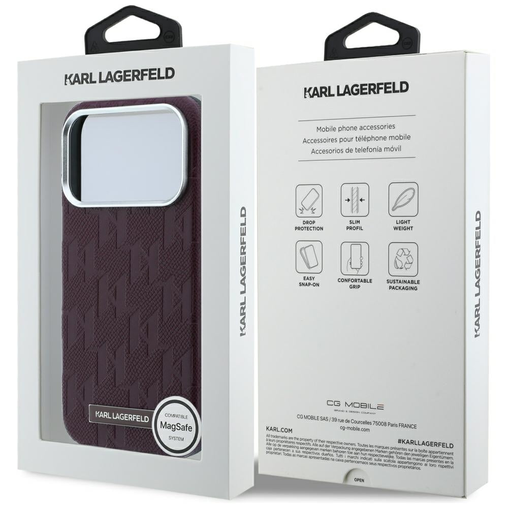 MagSafe-etui til Apple iPhone 18 Pro Max / 17 Pro Max, Karl Lagerfeld, Kornet Mono Harpiks Logo, Vinrød