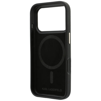 MagSafe Case for Apple iPhone 18 Pro Max / 17 Pro Max, Karl Lagerfeld, Grained Resin Sign Logo, Black