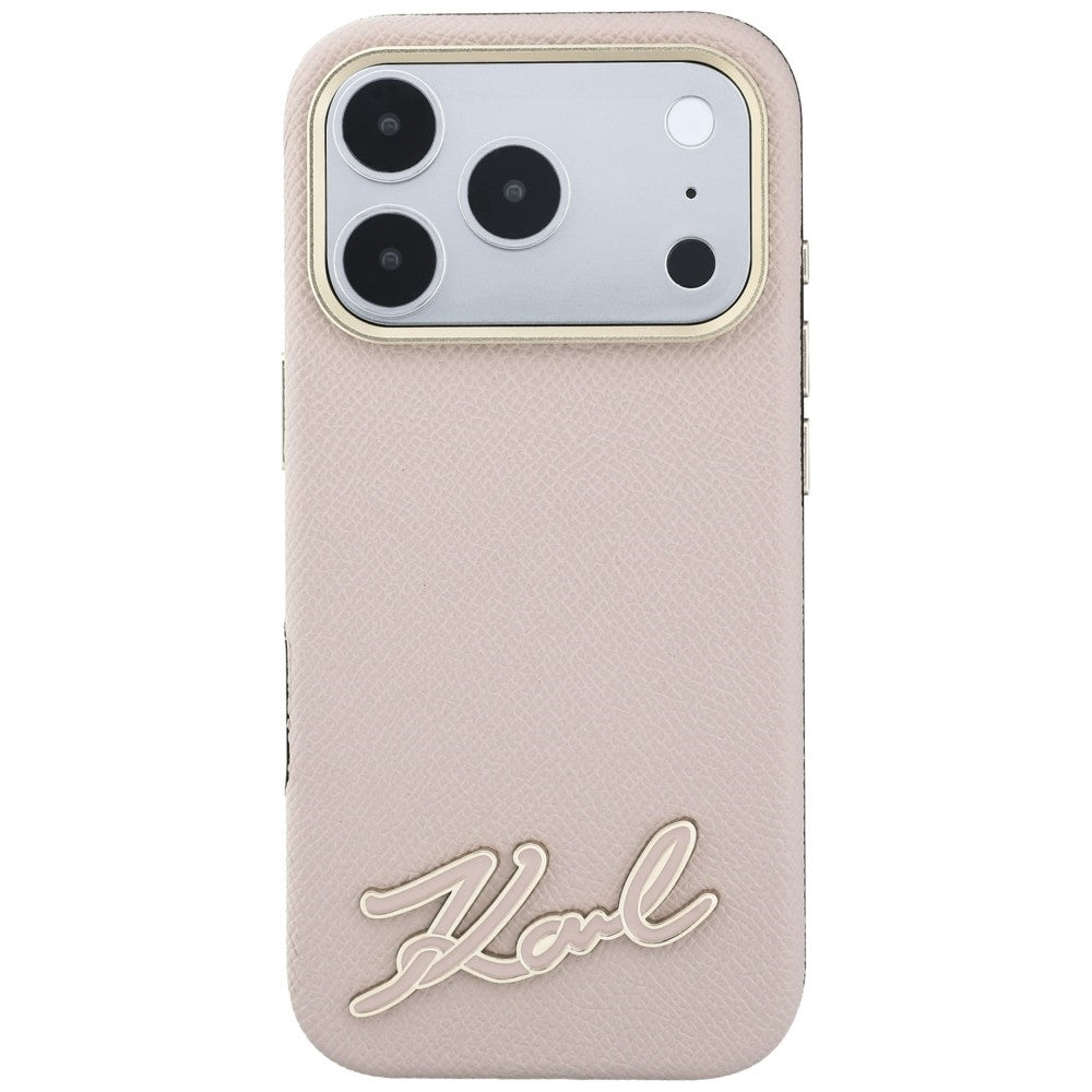 MagSafe-cover til Apple iPhone 18 Pro Max / 17 Pro Max, Karl Lagerfeld, Grained Resin Sign Logo, pink
