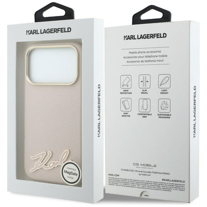 MagSafe-cover til Apple iPhone 18 Pro Max / 17 Pro Max, Karl Lagerfeld, Grained Resin Sign Logo, pink