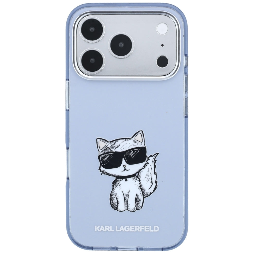 MagSafe-etui til Apple iPhone 18 Pro Max / 17 Pro Max, Karl Lagerfeld, IML Choupette Body Sketch Print, Blå
