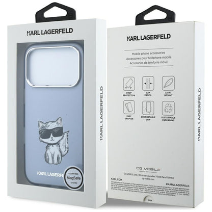 MagSafe-etui til Apple iPhone 18 Pro Max / 17 Pro Max, Karl Lagerfeld, IML Choupette Body Sketch Print, Blå