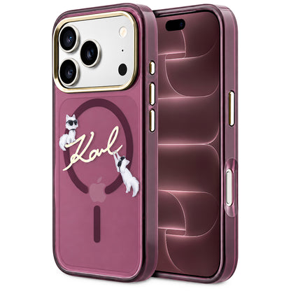 MagSafe-etui til Apple iPhone 18 Pro Max / 17 Pro Max, Karl Lagerfeld, IML Choupette Karl Script Logo, Vinrød