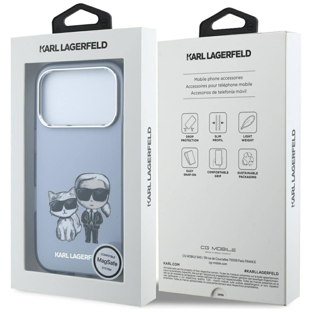 MagSafe-etui til Apple iPhone 18 Pro Max / 17 Pro Max, Karl Lagerfeld, IML KC Bodies Sketch Print, Blå