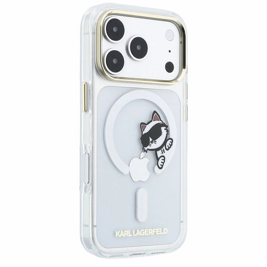 MagSafe-etui til Apple iPhone 18 Pro Max / 17 Pro Max, Karl Lagerfeld, IML Peekaboo Print og metalramme, gennemsigtig