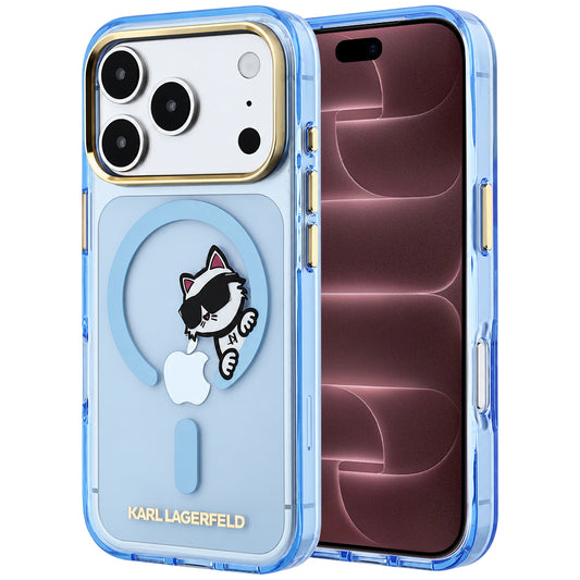 MagSafe-cover til Apple iPhone 18 Pro Max / 17 Pro Max, Karl Lagerfeld, IML Peekaboo Print and Metal Frame, Bleu