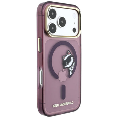 MagSafe-etui til Apple iPhone 18 Pro Max / 17 Pro Max, Karl Lagerfeld, IML Peekaboo Print og metalramme, Vinrød