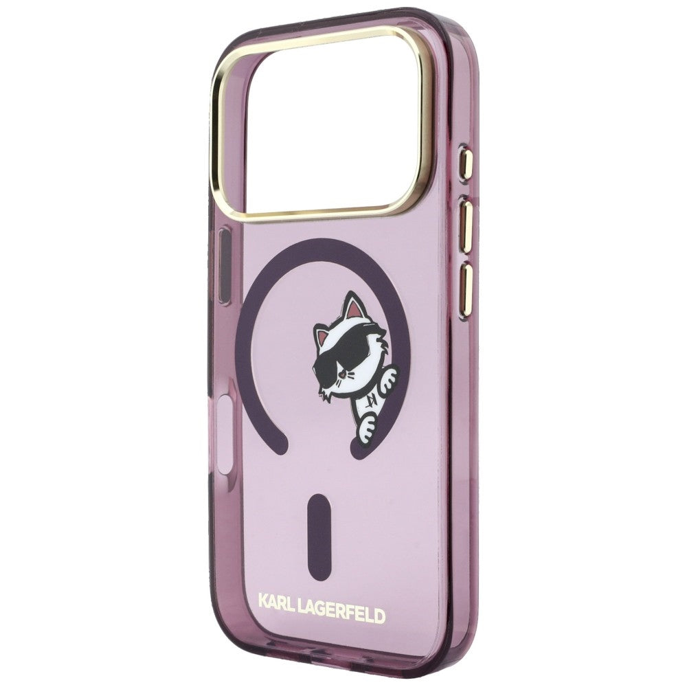 MagSafe-etui til Apple iPhone 18 Pro Max / 17 Pro Max, Karl Lagerfeld, IML Peekaboo Print og metalramme, Vinrød