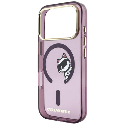 MagSafe-etui til Apple iPhone 18 Pro Max / 17 Pro Max, Karl Lagerfeld, IML Peekaboo Print og metalramme, Vinrød