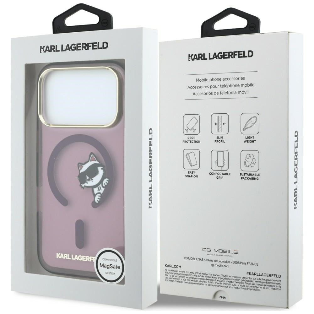 MagSafe-etui til Apple iPhone 18 Pro Max / 17 Pro Max, Karl Lagerfeld, IML Peekaboo Print og metalramme, Vinrød